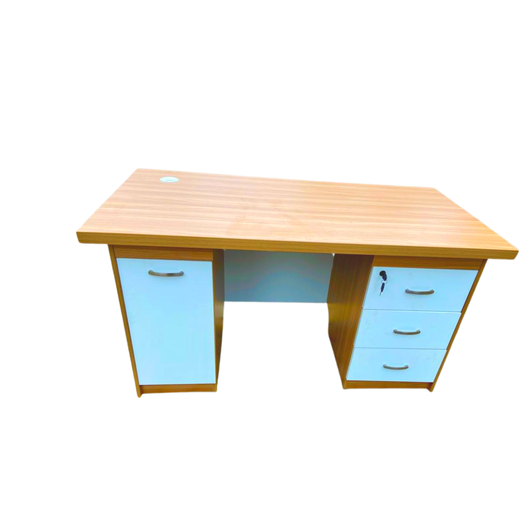 regular desk with drawers attached.
