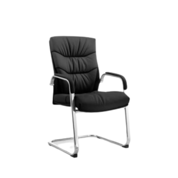 OT-MAGGIE Visitor Chair; Upholstered seat and back, Continued Aluminum padded arms, chrome cantilever base available in stock.